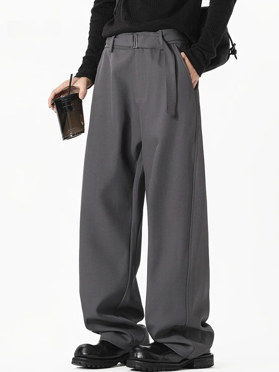 

ay Draped Knife West Pants Men's Autumn Belt Cleanfit Trendy Brand Premium Straight Leg Wide Leg Casual Long Pants