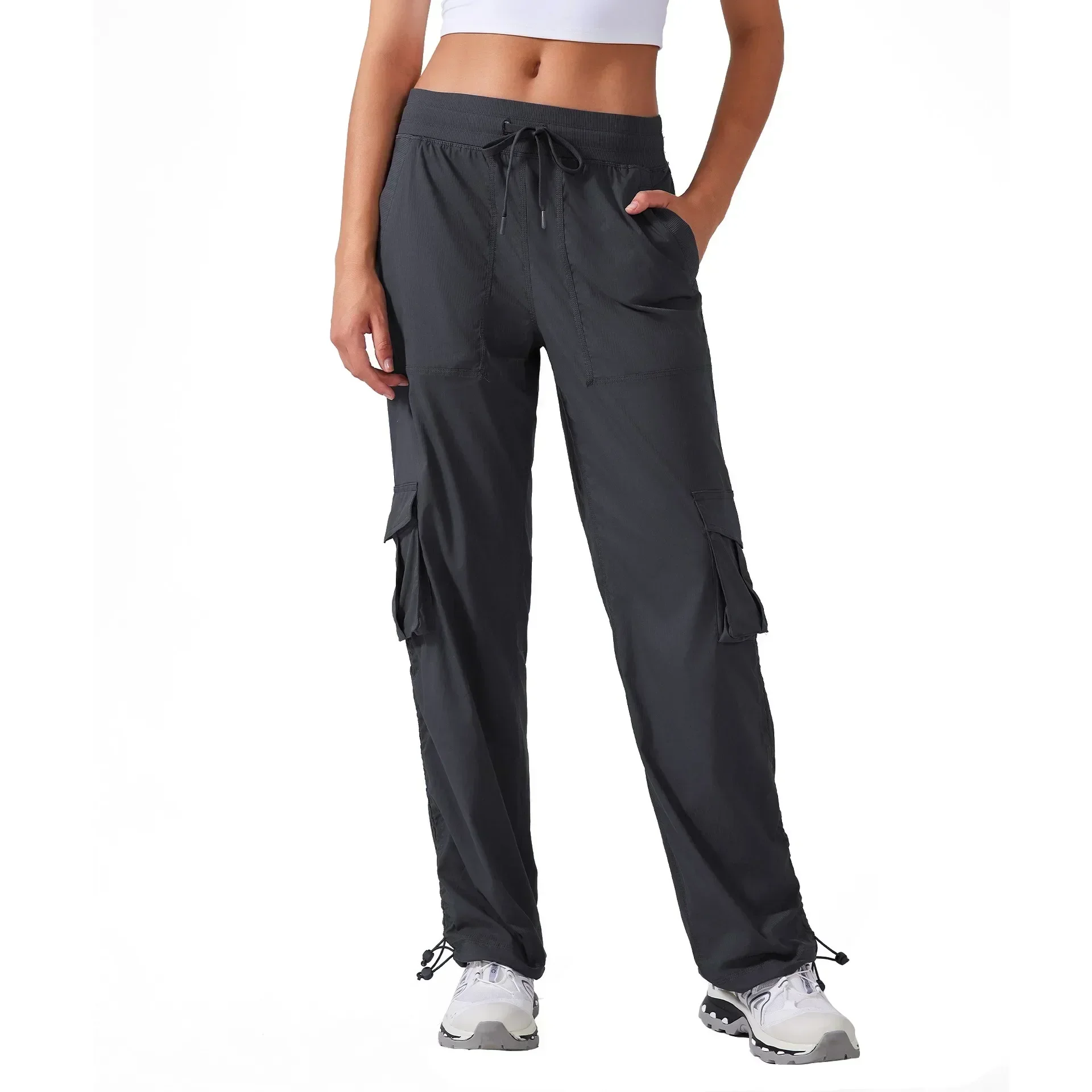 Lemon Outdoor Running Dance studio Pants Lightweight Quick Drying Fitness Sports Multi Pockets Wide Leg Workwear Casual Pants