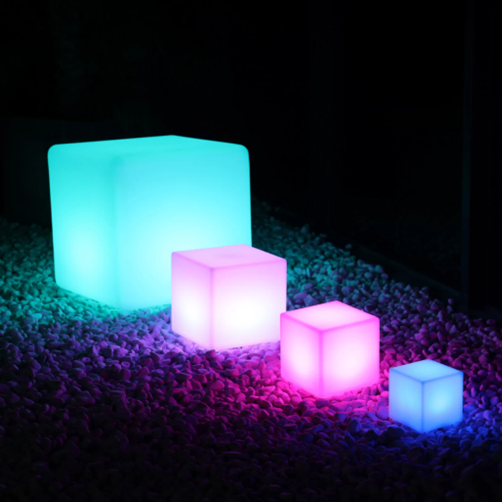 10"/14" LED Cube Light Stool Chair RGB LED Chair Seat Rechargeable with Remote For Bar, Hotel, KTV, Club Decoration