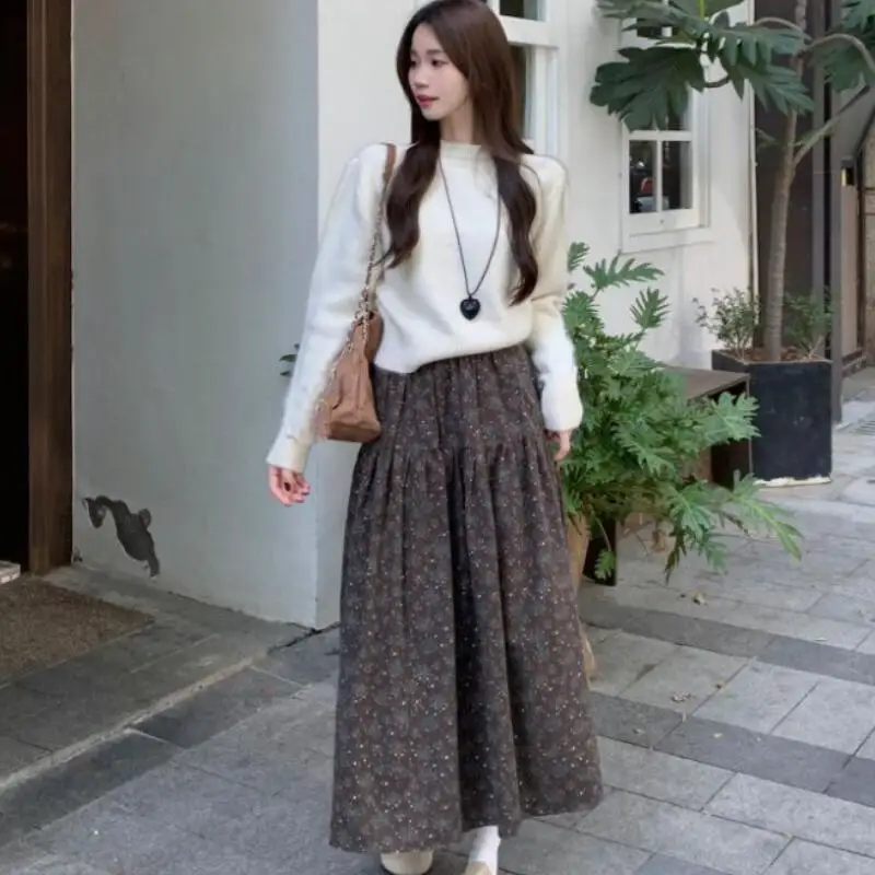 الأميرة الأزهار تنورة فتاة الموضة عادية مثير تنورة طويلة تنوعا ربيع الخريف الملابس تبدو رقيقة ارتداء خارج هدية الفتاة