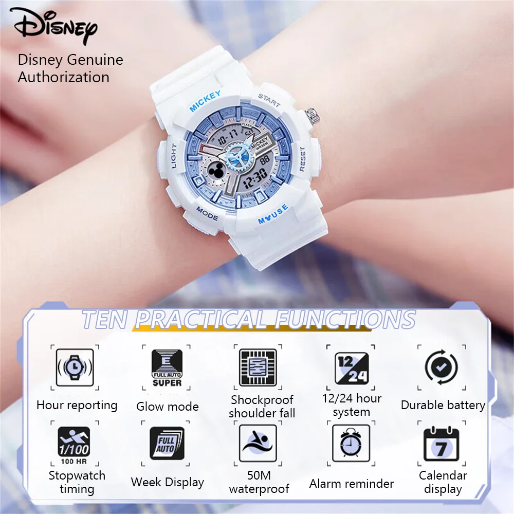 Disney Watch Fluorescent Watch Men Women Set Luxury Wristwatch Sport Quartz 50m Waterproof Watchs Relogio Masculino