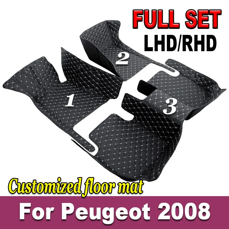 

Пользовательские 3D автомобильные коврики для Peugeot 2008 2014-2019 3008 4008 2017-2023, аксессуары для интерьера, искусственная кожа