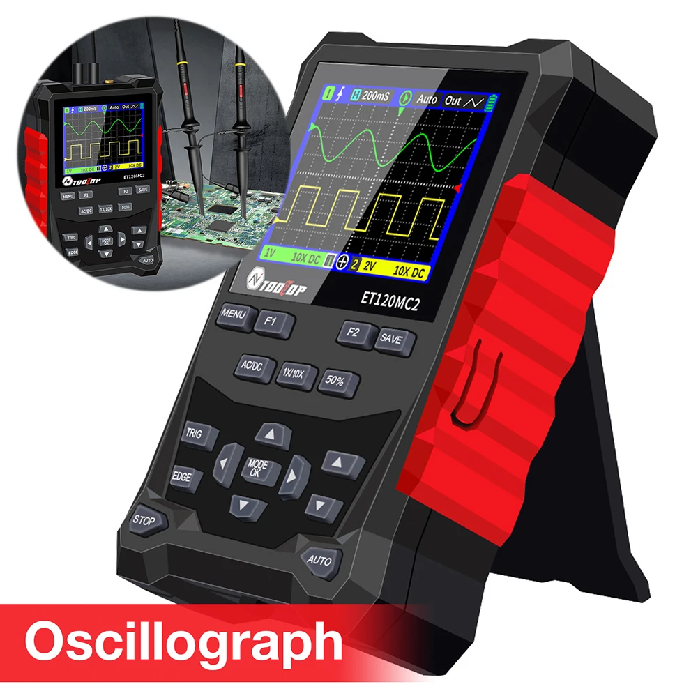 Portable Digital Oscilloscope Signal Generator 320x240 Pixels Color Screen Lithium Battery Oscilloscope 1Ch 70MHZ 2Ch 40MHZ