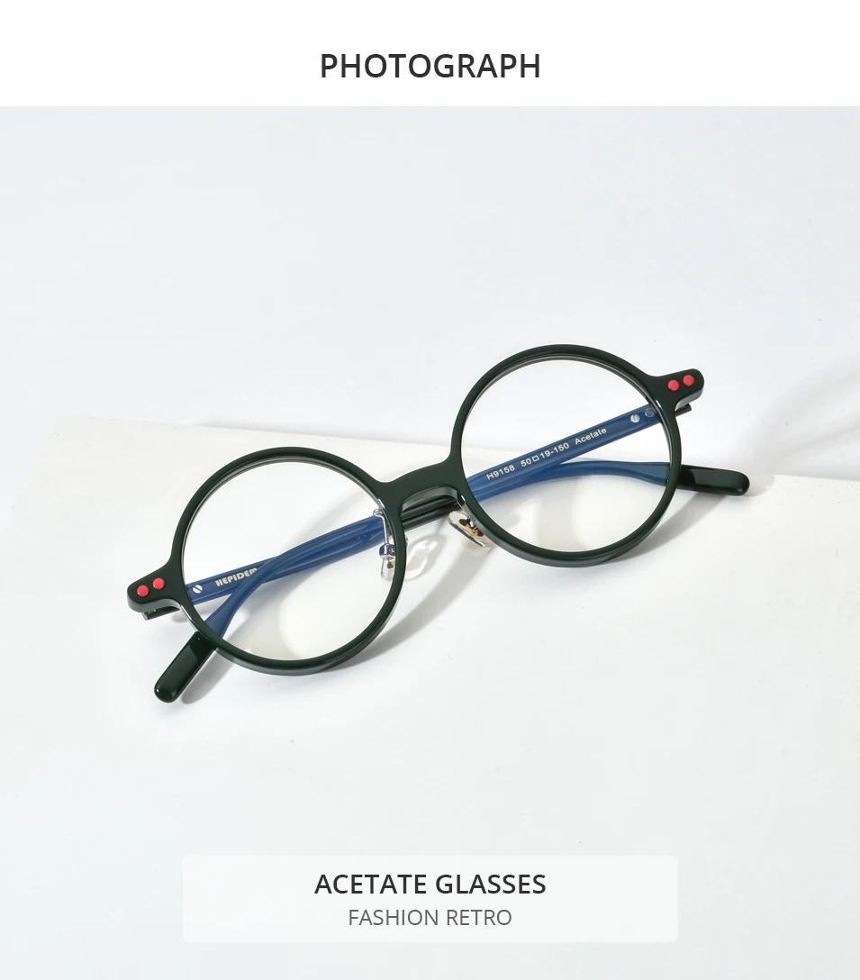 HEPIDEM Acetat Brille Rahmen Männer Marke Designer Runde Frauen Nerd Brillen japanische handgemachte Brille Vintage Brillen 9158 – Detail 1