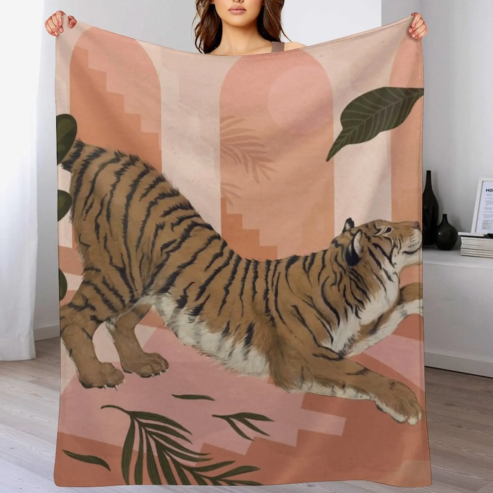

Easy Tiger Throw Blanket Anti Shedding Soft Fuzzy Blanket for Home