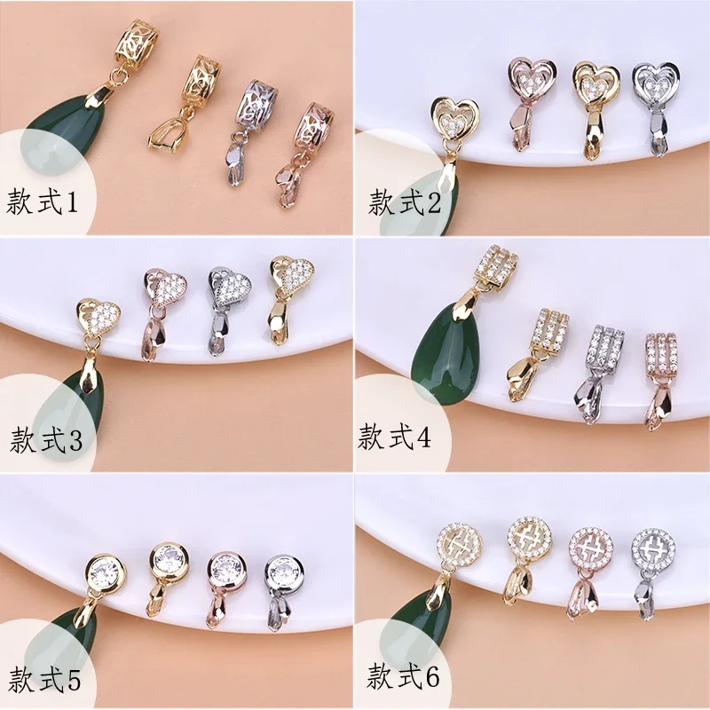 S925 sterling silver clip buckle various styles set zircon pendant buckle jade crystal pin buckle jewelry diy accessories