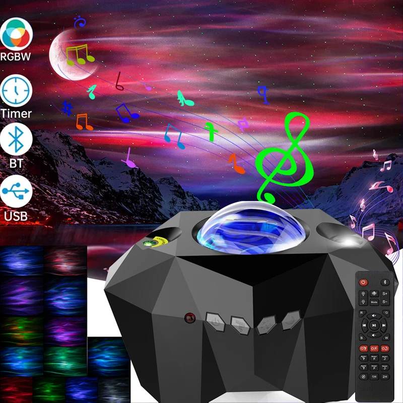 Aurora Lights Star Projector Galaxy Projector with Remote Control Sky Night Light Gift for Kids Adults Bluetooth Music Speaker