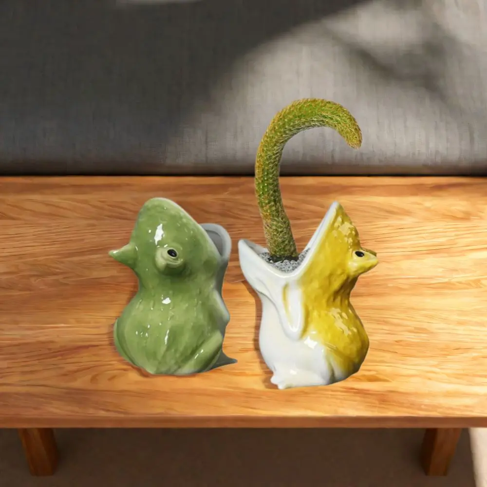 

Cute Animal Succulent Flowerpot Handicraft Decorative Cartoon Flower Vase With Drainage Hole Frog Candlestick Stand Outdoor
