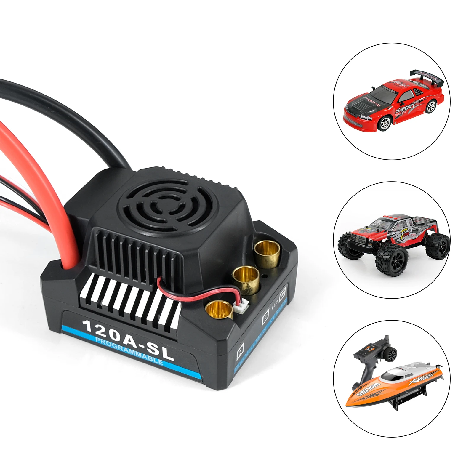 Platinum 120A 150A 2-4S Waterproof Burshless ESC with 5.8V-6.1V/3A BEC for 1/10 1/12 1/14 RC Car Truck Model Toys