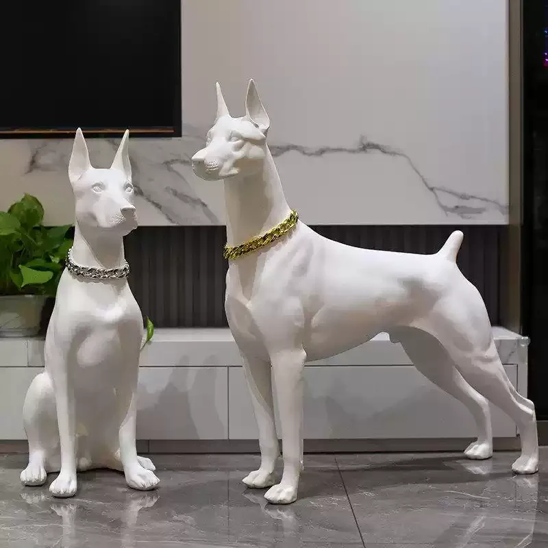 Doberman Sculpture Ornaments, Animal Model Decor, Dog Statue, Large Decorative Crafts, Artwork Decoration,Nordic Gift,Customized