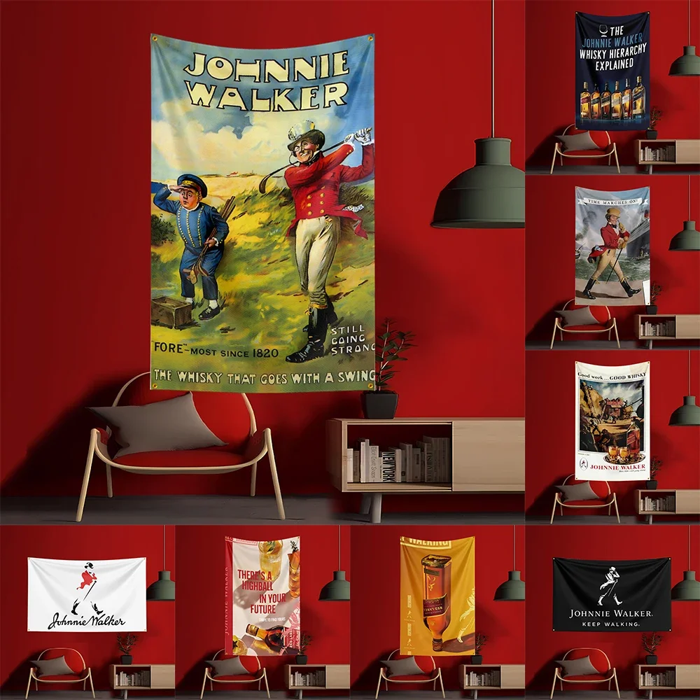 Bandera de whisky-j-johnnie walkerS de 90x150cm, pancarta de vino con Alcohol impresa de poliéster para jardín decorativo, bebida, ron, bandera de cerveza