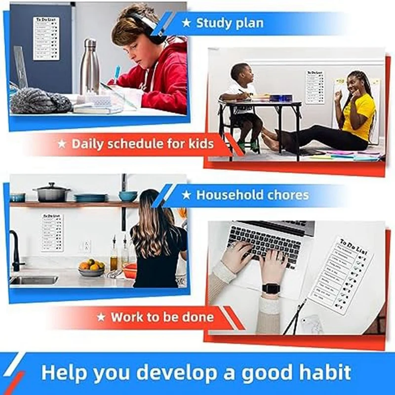 AUAU-Chore Chart Check List Task Board With Slider Daily To Do List Board Reminder Board Detachable Reusable Chores Chart