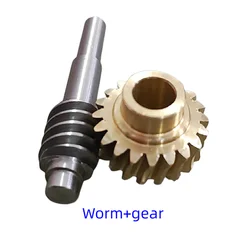 1M Copper Worm Gear + Stainless Steel Double-headed Worm 1:10 Self-locking Motor Accessories Gear