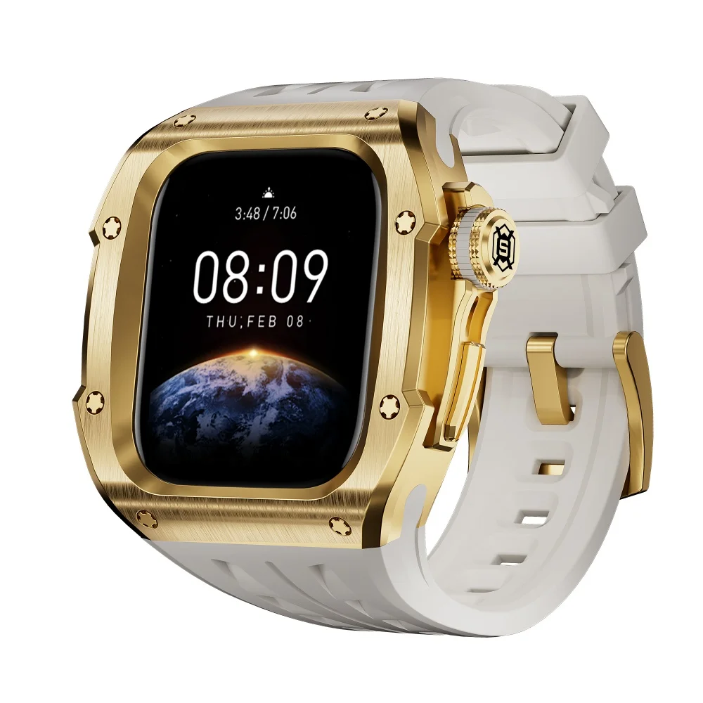 Luxury Case for Apple Watch Series S10 46mm Durable Case with 316L Stainless Steel Metal Buckle Band Heavy Duty Watch 46mm Cover