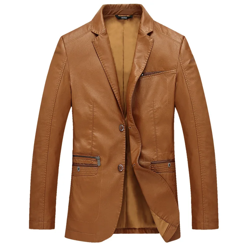

Autumn and Winter New Men's Suit Collar Youth Leather Jacket Large Fashion Coat