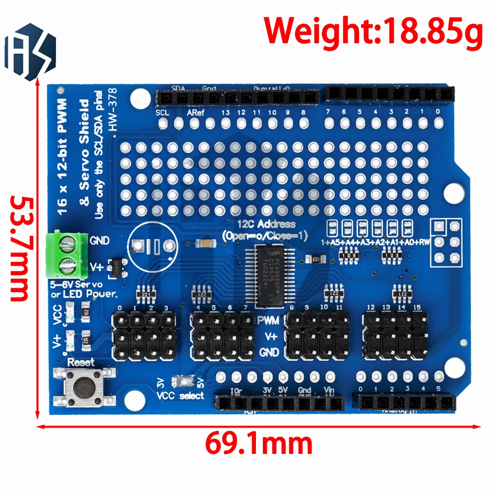 Picture 3: GREAT IT v2 I2C Motor Driver Shield for Arduino: Stepper & Servo Control with PWM – Robot Control Kit Compatible