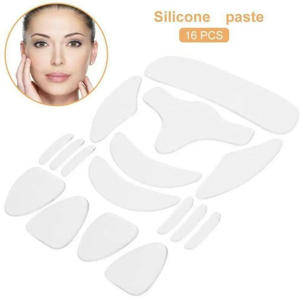 Patch facial anti-rides en silicone réutilisable, patch ruisseau, lifting du front, lifting de la beauté des yeux, rides du visage, 16 en 1, D9N4