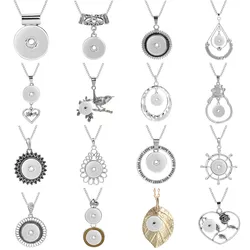 New Snap Button Jewelry Necklaces Vintage Metal Leaf Mom 18mm Snap Necklace DIY Snap Jewelry Necklace Pendant Gift