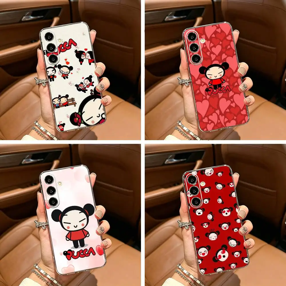 Cute Cartoon Pucca Garu Clear Soft Silicone Phone Case for Samsung Galaxy A71, A70, A52, A51, A40, A30