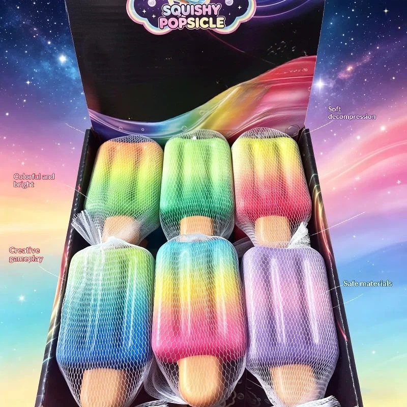 Slow Rising Soft Popsicle Fidget Toys Colorful Gradient for Kids Party Favors School Reward Prizes