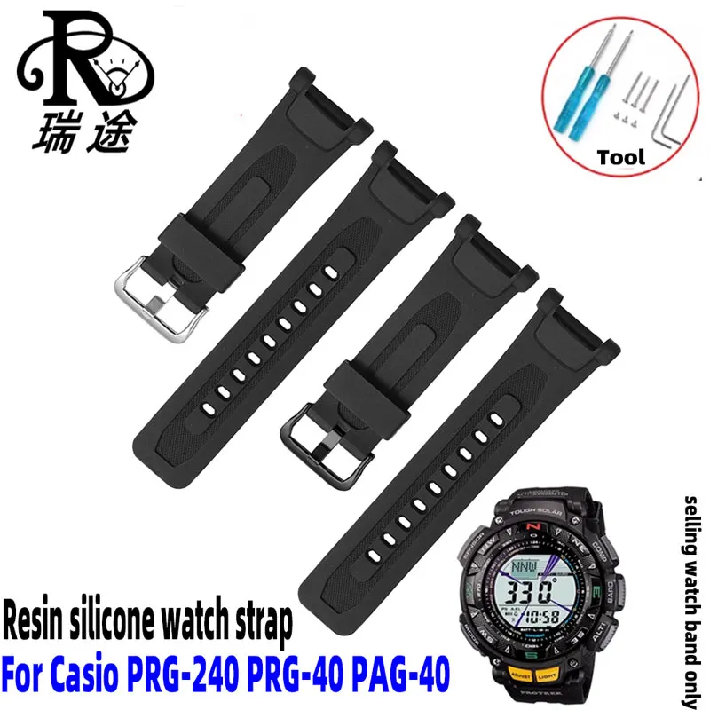 ل كاسيو PRE-TREK PRG-240 PRG-40 PAG-40 حزام الساعات الراتنج حزام ساعة اليد معصمه استبدال سوار الإكسسوار مع أداة مفك البراغي