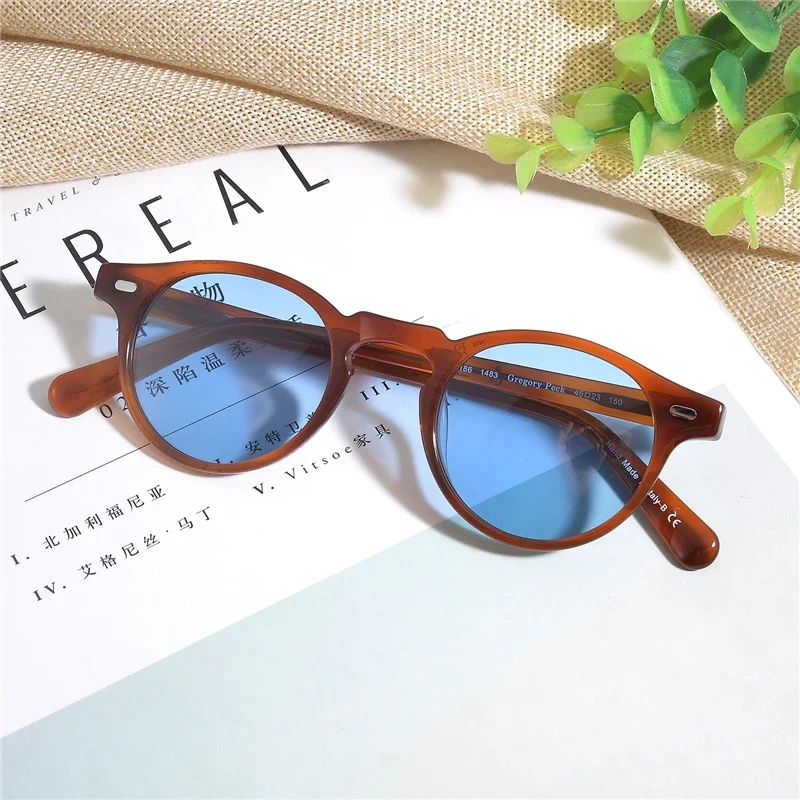 Gregory Peck Vintage Polarized Sun Glasses OV5186 Clear Frame Sunglasses Brand Designer Men Women OV 5186 Gafas Oculos with case