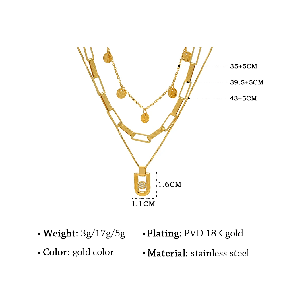 YACHAN Vintage Stainless Steel Gold Plated Pendant Necklaces for Women Statement Charm Choker Waterproof Aesthetic Jewelry