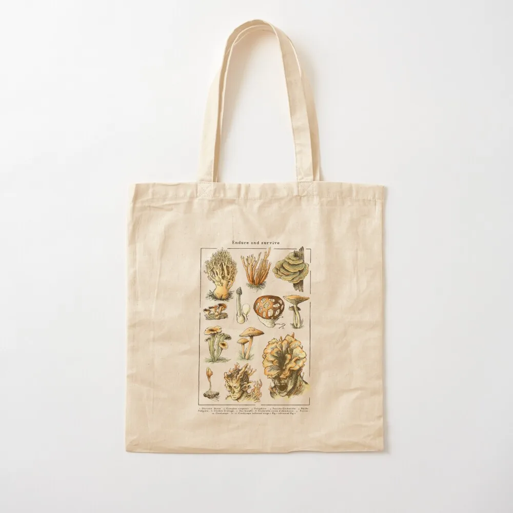 

Endure and Survive - The last of us - Cordyceps mushrooms dark Tote Bag custom tote bag reusable grocery bags Canvas Tote Bag