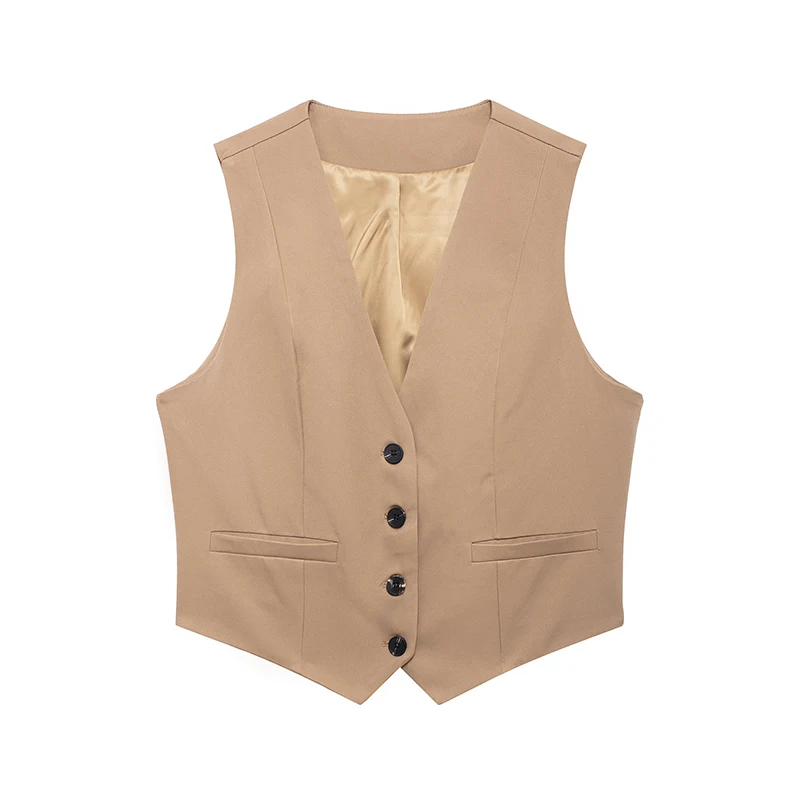 Willshela Women Fashion Solid Single Breasted Waistcoats Vest Vintage Sleeveless Jackets Female Chic Lady Tank Tops