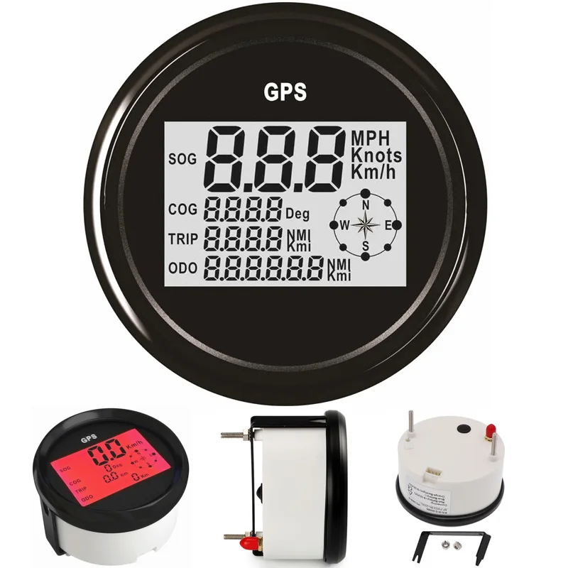 

Speed Charts Odometers 85mm Digital GPS Speedometers 0-999Km/H Mph Knots with Antenna and Red Backlight for Auto Motorcycle Ship