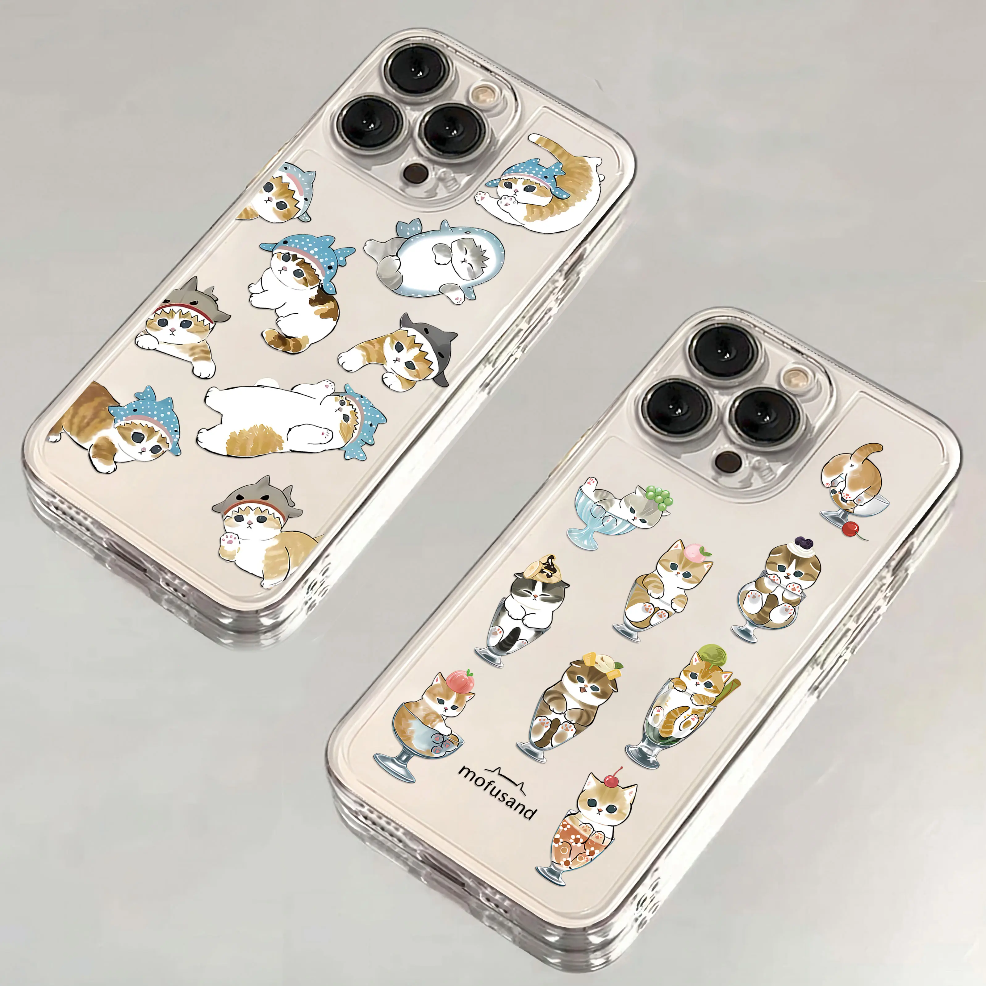 Cute M-Mofusands cat Phone Case For iPhone 16 15 14 13 12 11 Mini Pro Max X XR XSMax 6S 6 7 8 Plus SE20 Transparent Cover image 2