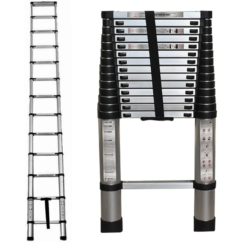 Telescopic Ladder, 14.5FT/4.4M Aluminum Collapsible Retractable Ladder, Portable Extension Ladder 330lbs Capacity