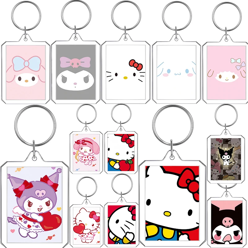 

Anime Hello Kitty Kuromi My Melody Acrylic Keychain Decor Kawaii Sanrios Girls Pochacco Bag Car Pendant Jewelry Accessories Toys
