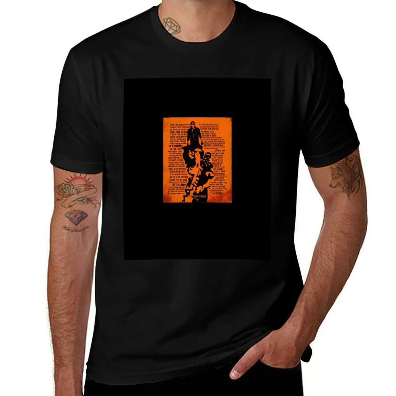 November Rain Song Lyrics Poster - November Rain Rock Music 1991 T-Shirt Simple Solid Color Crew Neck Tee T-Shirt