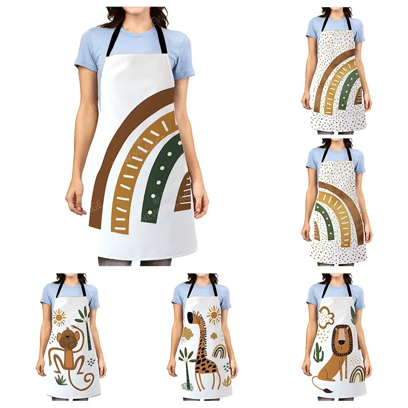 Aesthetic Women kitchen apron kids original Children Waterproof girl  princess waiter work apron oil proof nordic boho plant