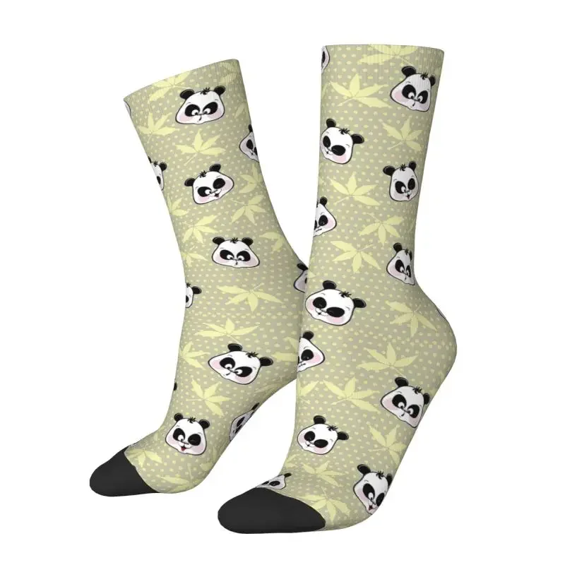 Kawaii Mens Funny Panda Bear Heads Dress Sock Unisex Breathable Comfortable 3D Printing Cartoon Crew Socks