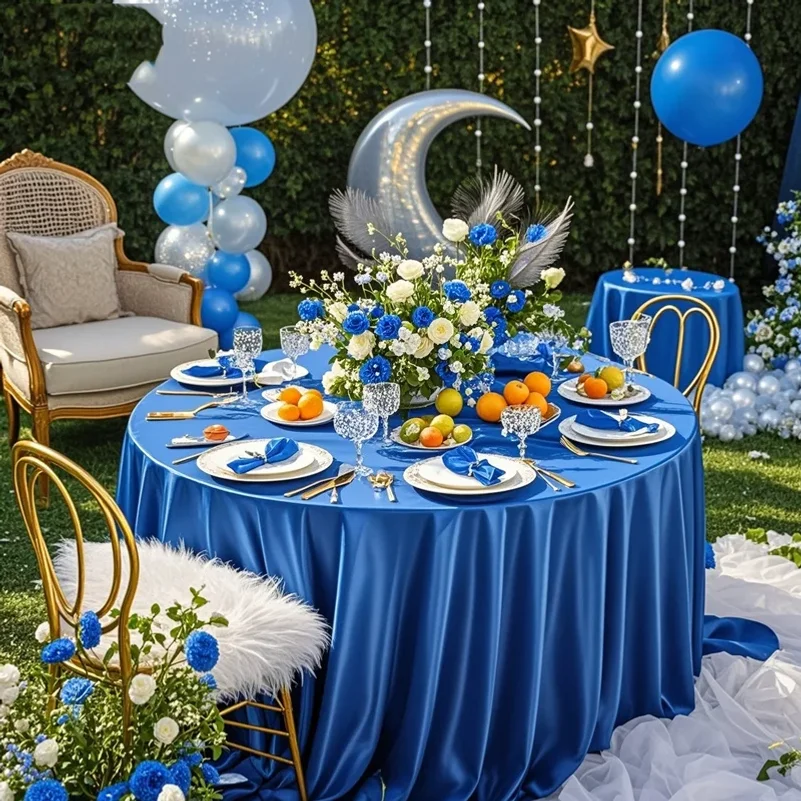 Elegant Satin Round Tablecloth Washable Durable Smooth Cocktail Wedding Table Cover Kitchen Dining Holiday Party Decor
