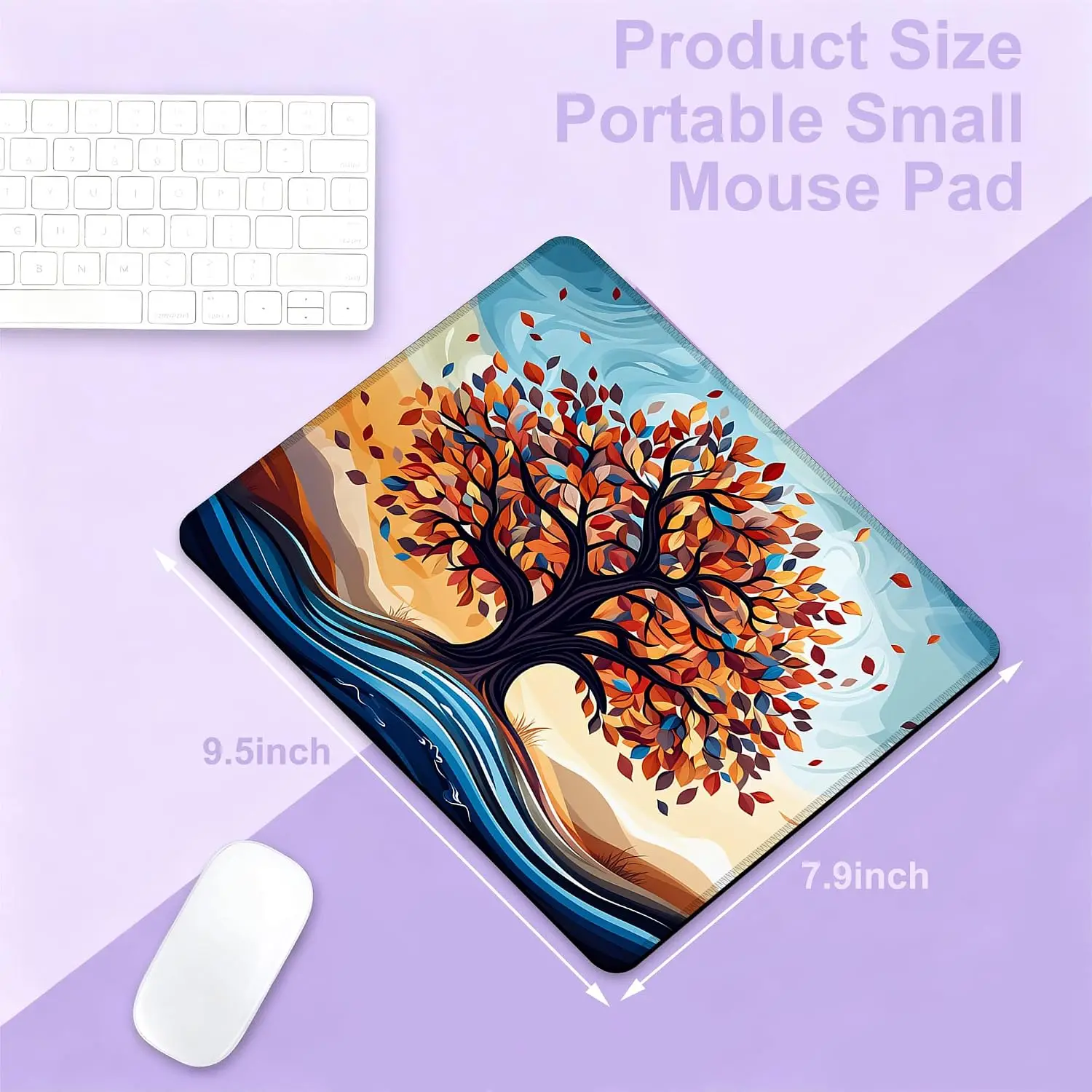 Mouse pad artisan Rectangular mouse pad vibrant autumn tree non slip base stitched edge premium textured washable