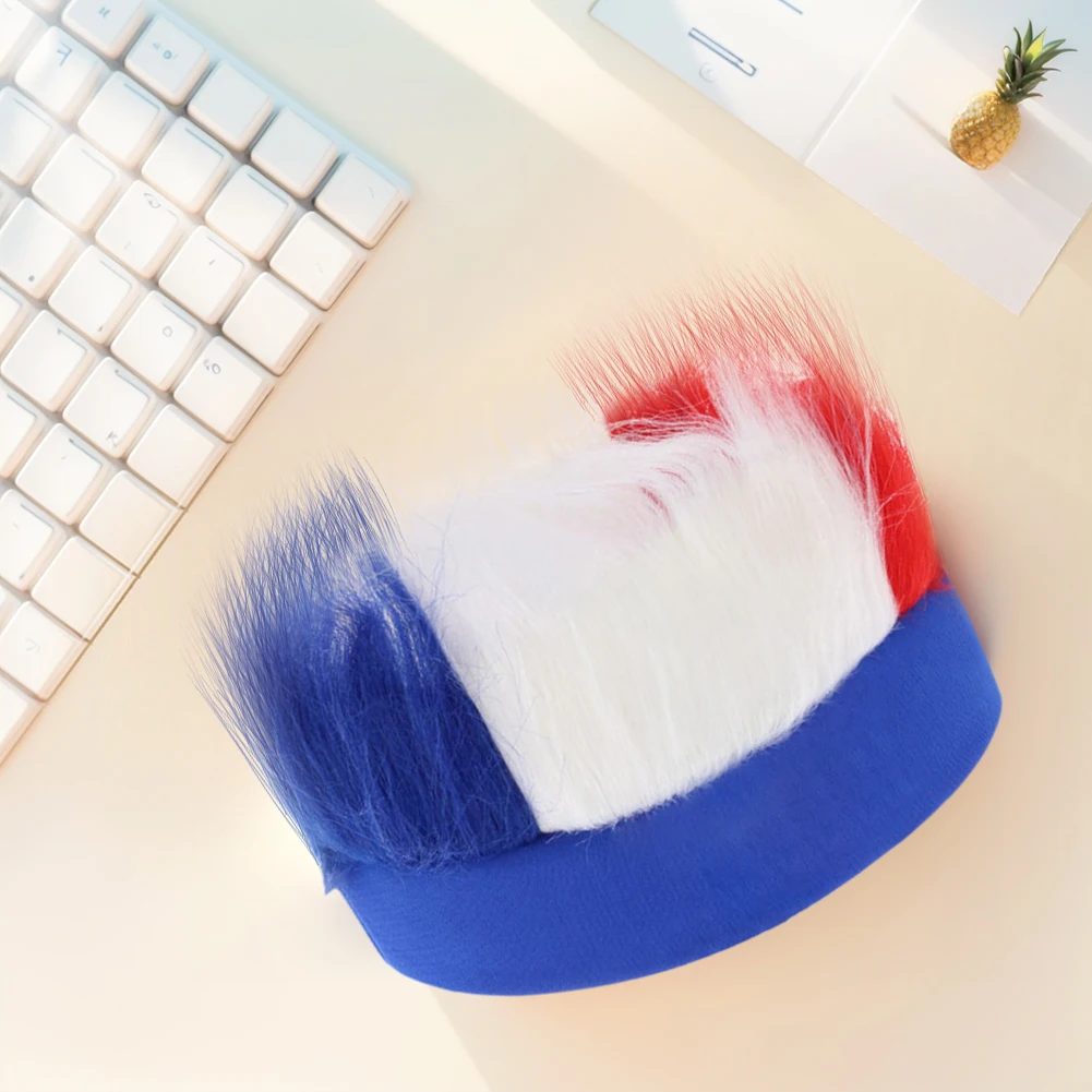 Fashion Sports Headband Lightweight France Flag Pattern Wig Breathable France Furry Headband Competition Cheering Props