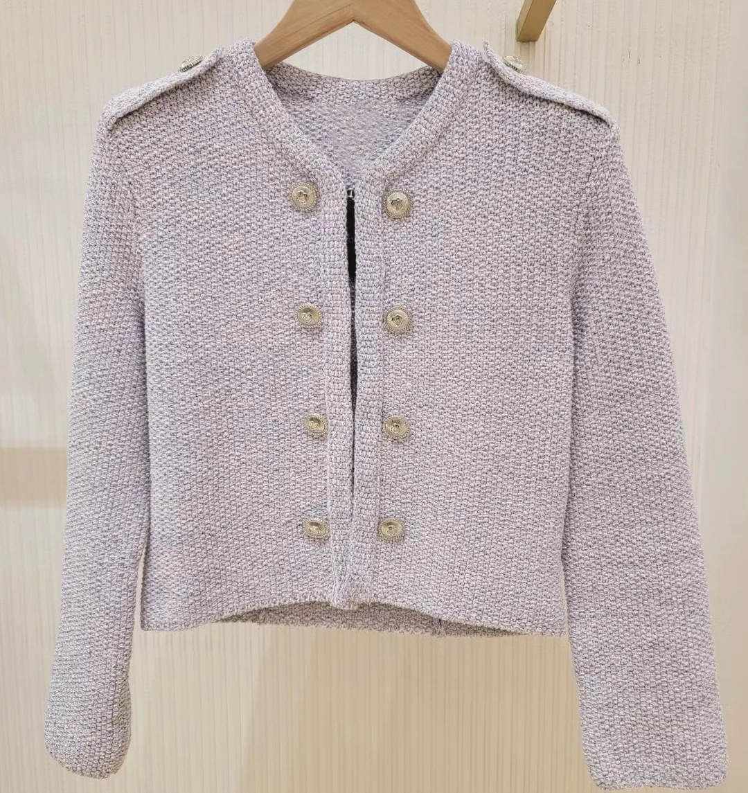 Ele lichtpaars gebreide ort jas M-Home Dames Faion Design Sensation Fraance Sle Top Quali lenteseizoen