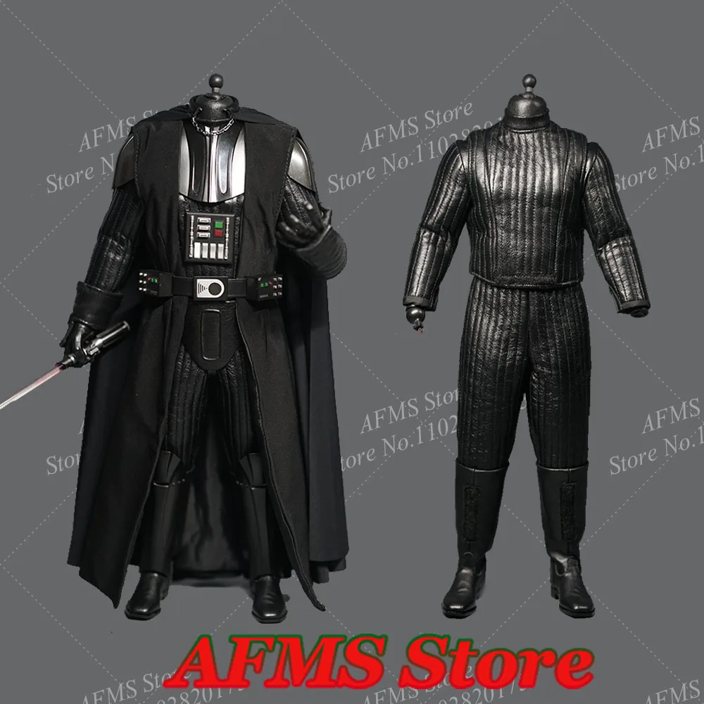 Kelly Studio 1/6 Men Soldier Leather Jumpsuit Cloak Star Wars Darth Vader Black Knight Clothes Fit 12