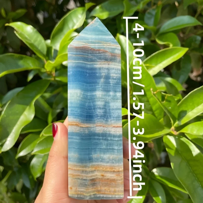 

Natural Blue Onyx Crystal Tower, Polished Mineral Obelisk, Home Meditation Decor Energy Stone Ornament Gift