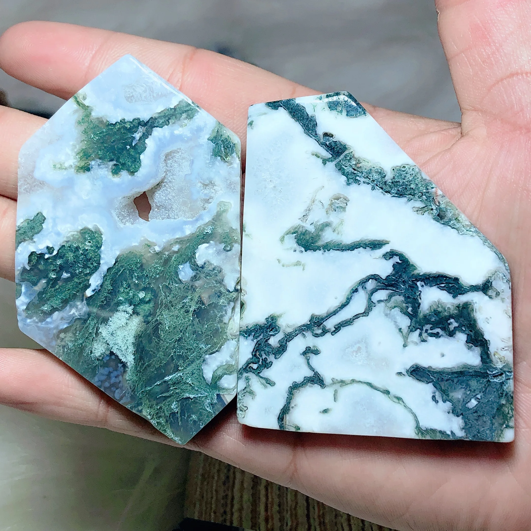 Natural Crystals Moss Agate Slab Slices High Quality Healing Energy Reiki Mineral Home Decorations Gift Room Decor