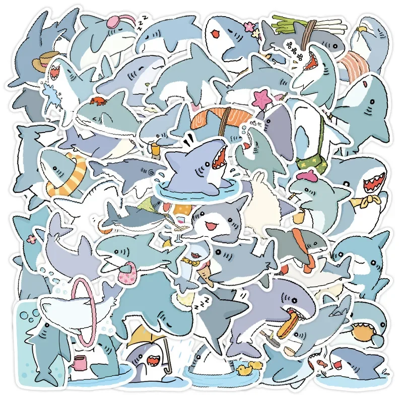 50PCS Shark Meme Aufkleber Niedliche Tier Aufkleber Sammelalbum Gepäck Laptop Gitarre Auto Fahrrad Skateboard Cartoon Aufkleber Spielzeug