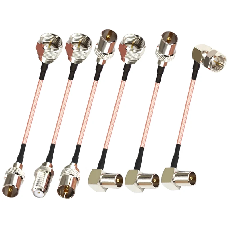 RG316 Cable IEC PAL DVB-T to F TV Male Plug & Female Jack RF Jumper Pigtail Adapter TV To F Plug Connector Set Top Box Cable
