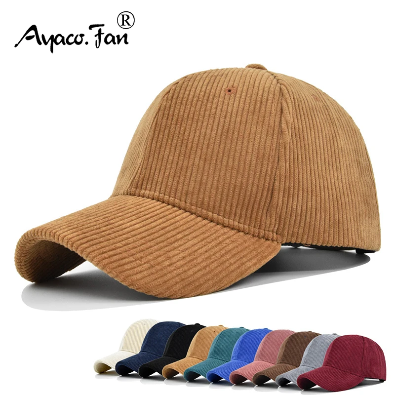 Baseball Cap New Spring Solid Color Sunhat Corduroy Men Women Unisex-Teens Cotton Snapback Caps Fashion Hip Hop Simple Hat