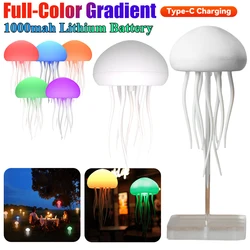 Cute Jellyfish Bedside Lamp Voice Control Type-C Charging Bedside Bedroom Companion Light Flexible Tentacles for Baby Kids Teens