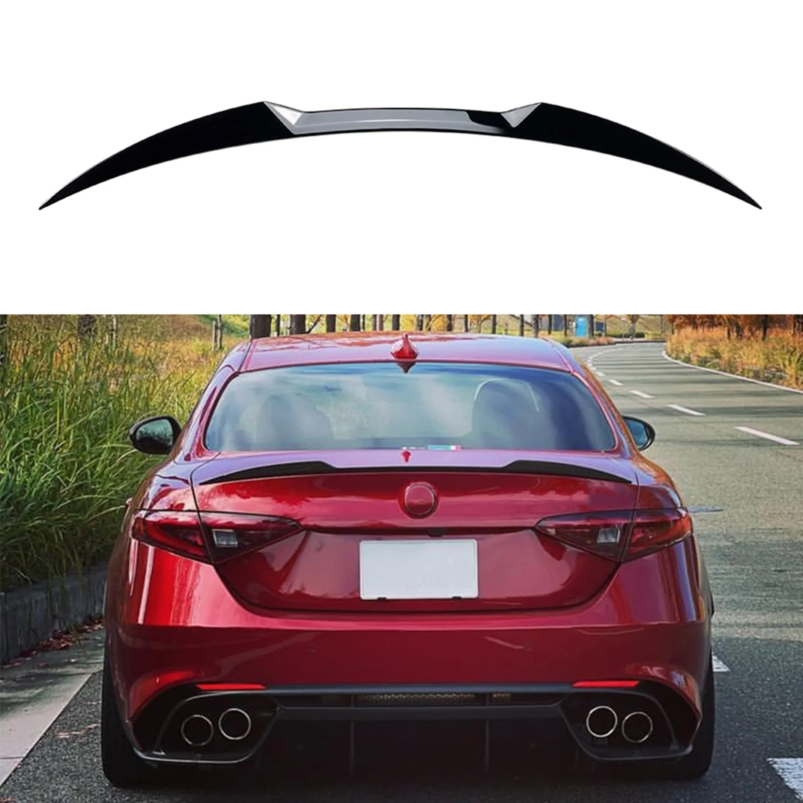 

Rear Trunk Lid Spoiler Wing For Alfa Romeo Giulia Sedan 2015 2016 2017-2023 Carbon Fiber Look/Gloss Black Tailgate Splitter Lip