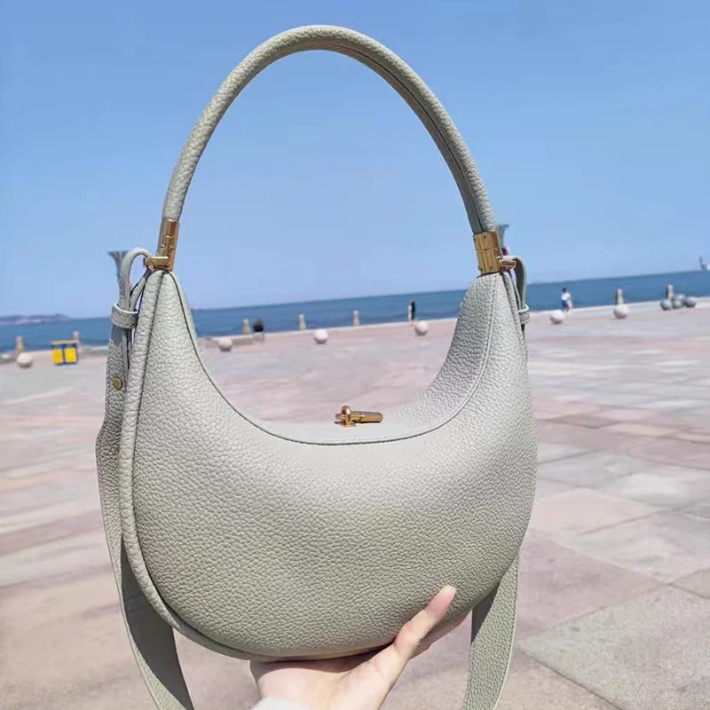 Sac à Main Demi-Lune à Bandoulière Esthétique pour Femme, de Qualité de Luxe, avec Serrure, de Styliste sous les Bras, 2024