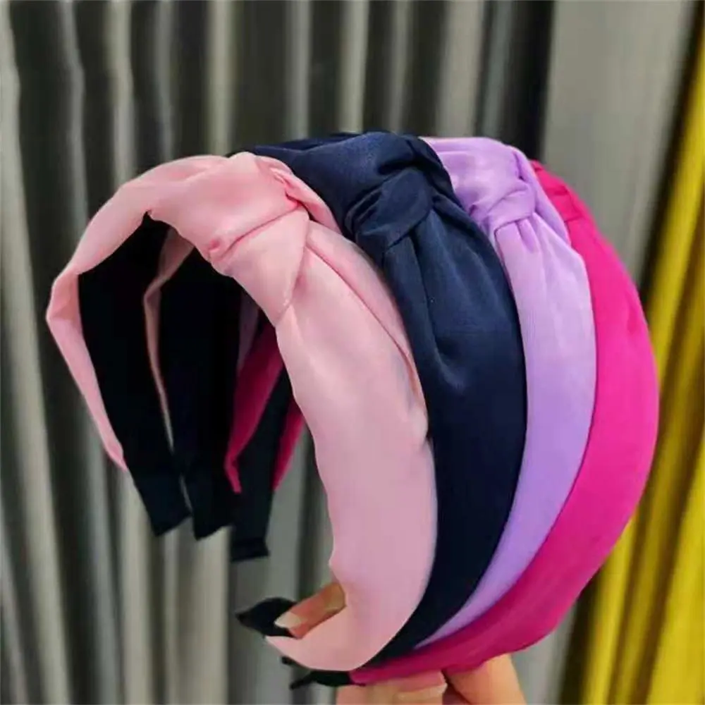 Headwear Makeup Fabric Headband Solid Color Satin Head Band Hair Bands Cross Knot Hair Hoop Hair Accessories